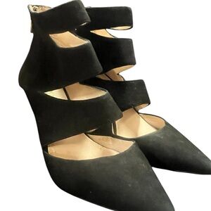 Elegant Black suede Women's Shoes ankle bootie high heels 3 inch heel size 8